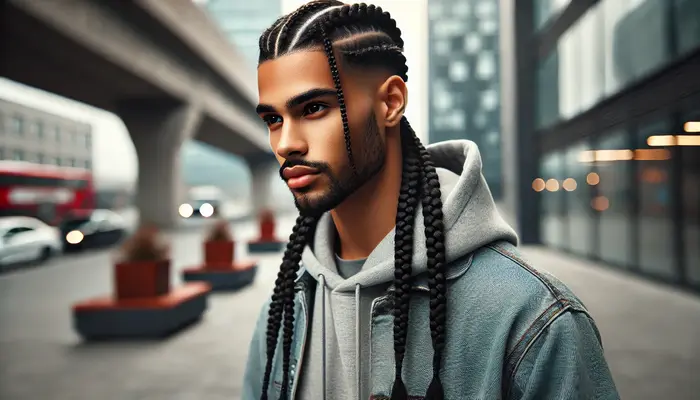 man with jumbo box braids